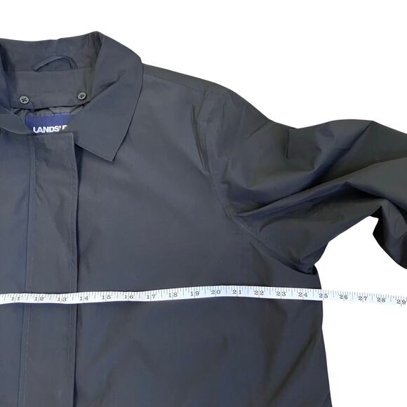 Lands’ End Wmns XL Black Long Trenchcoat Removable Insulation Polyester Read! - Picture 15 of 16
